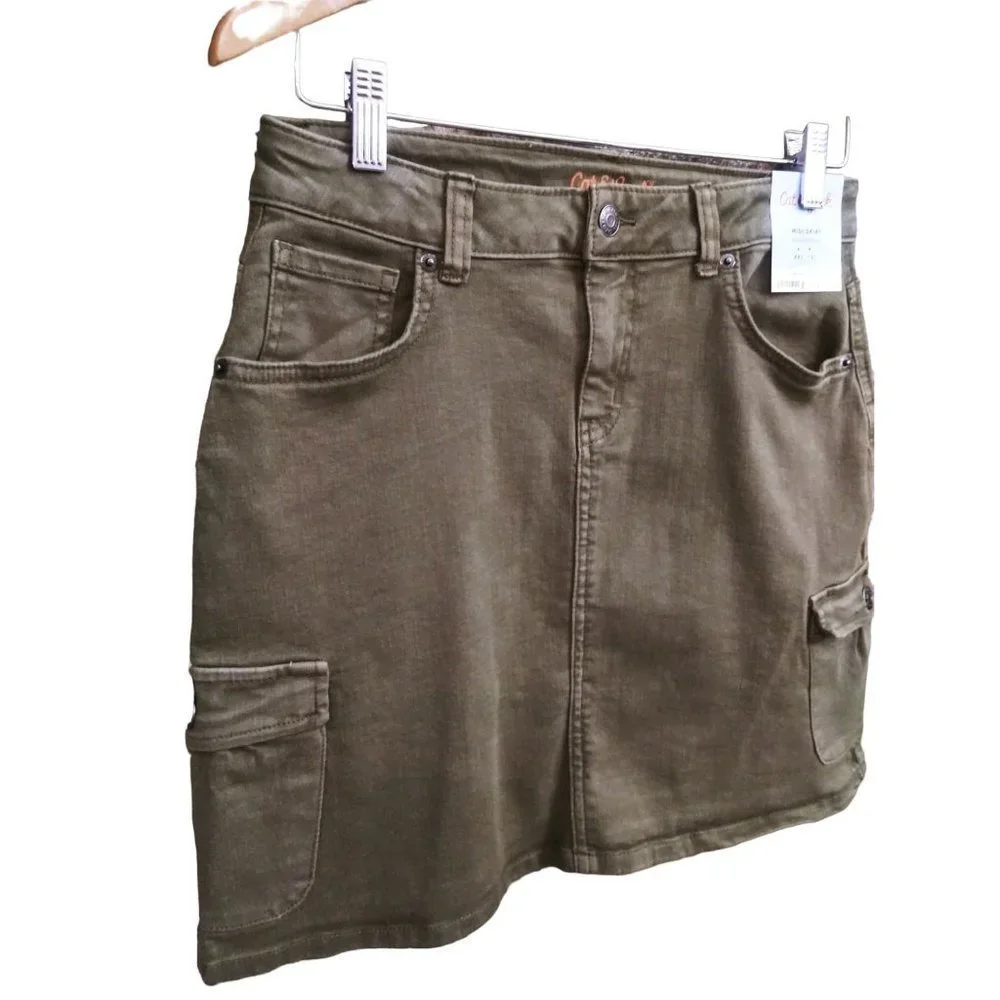 NWT Girls' Cat & Jack Midi Cargo‎ Jean Skirt Adjustable Waist SIZE XXL 18